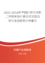 2025-2031年中國5-硫代間苯二甲酸單鈉行業(yè)現(xiàn)狀深度調(diào)研與發(fā)展趨勢分析報(bào)告 2025-2031年中國5-硫代間苯二甲酸單鈉行業(yè)現(xiàn)狀深度調(diào)研與發(fā)展趨勢分析報(bào)告