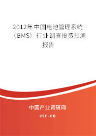 2012年中國(guó)電池管理系統(tǒng)（BMS）行業(yè)調(diào)查投資預(yù)測(cè)報(bào)告